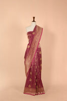 Handwoven Garnet Silk Sari