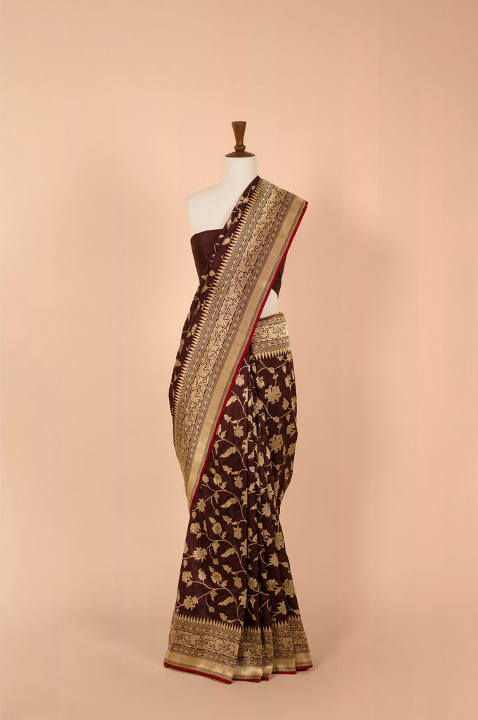 Handwoven Brown Silk Sari