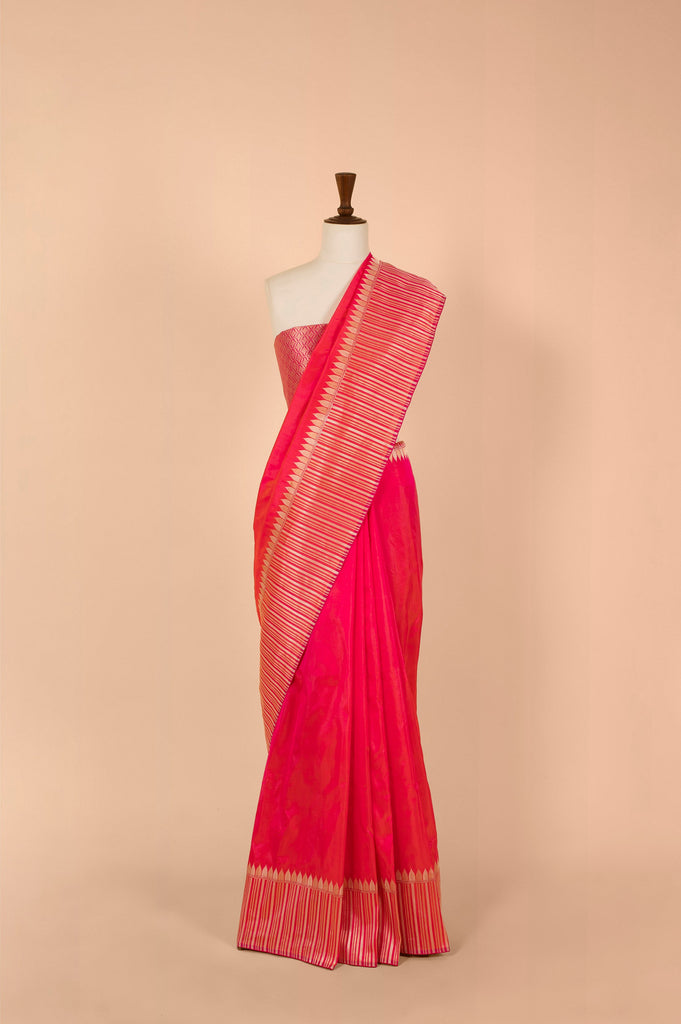 Handwoven Pink Silk Sari