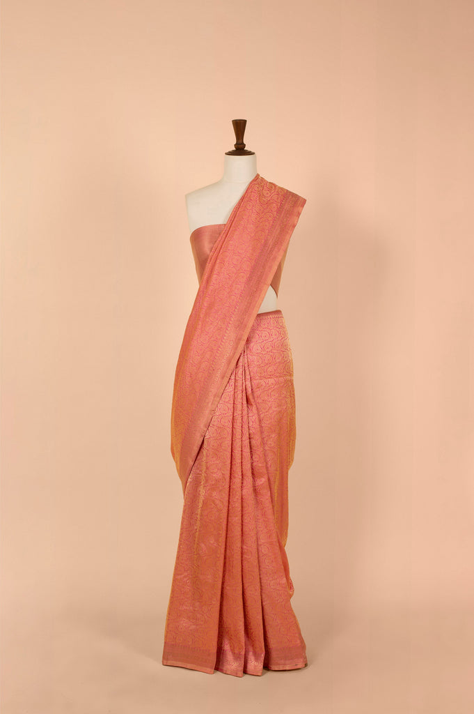 Handwoven Pink Silk Sari