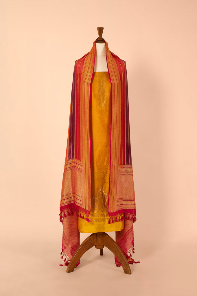 Handwoven Yellow Silk Suit Piece