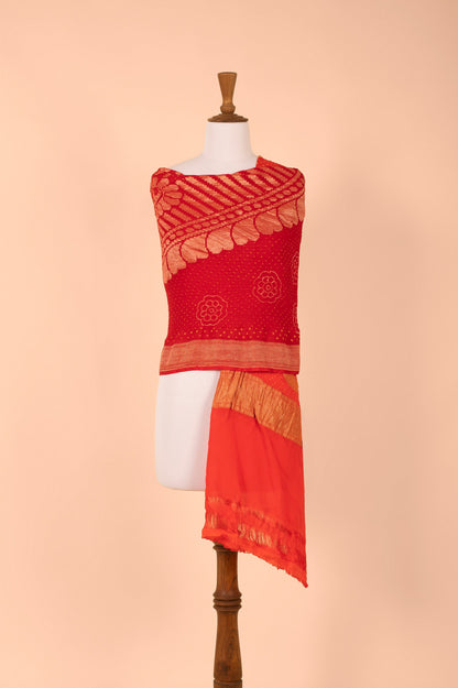 Handwoven Red Georgette Bandhani Dupatta