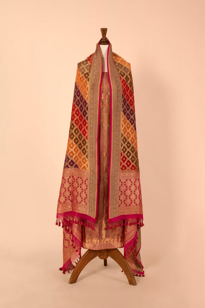 Handwoven Mauve Silk Suit Piece