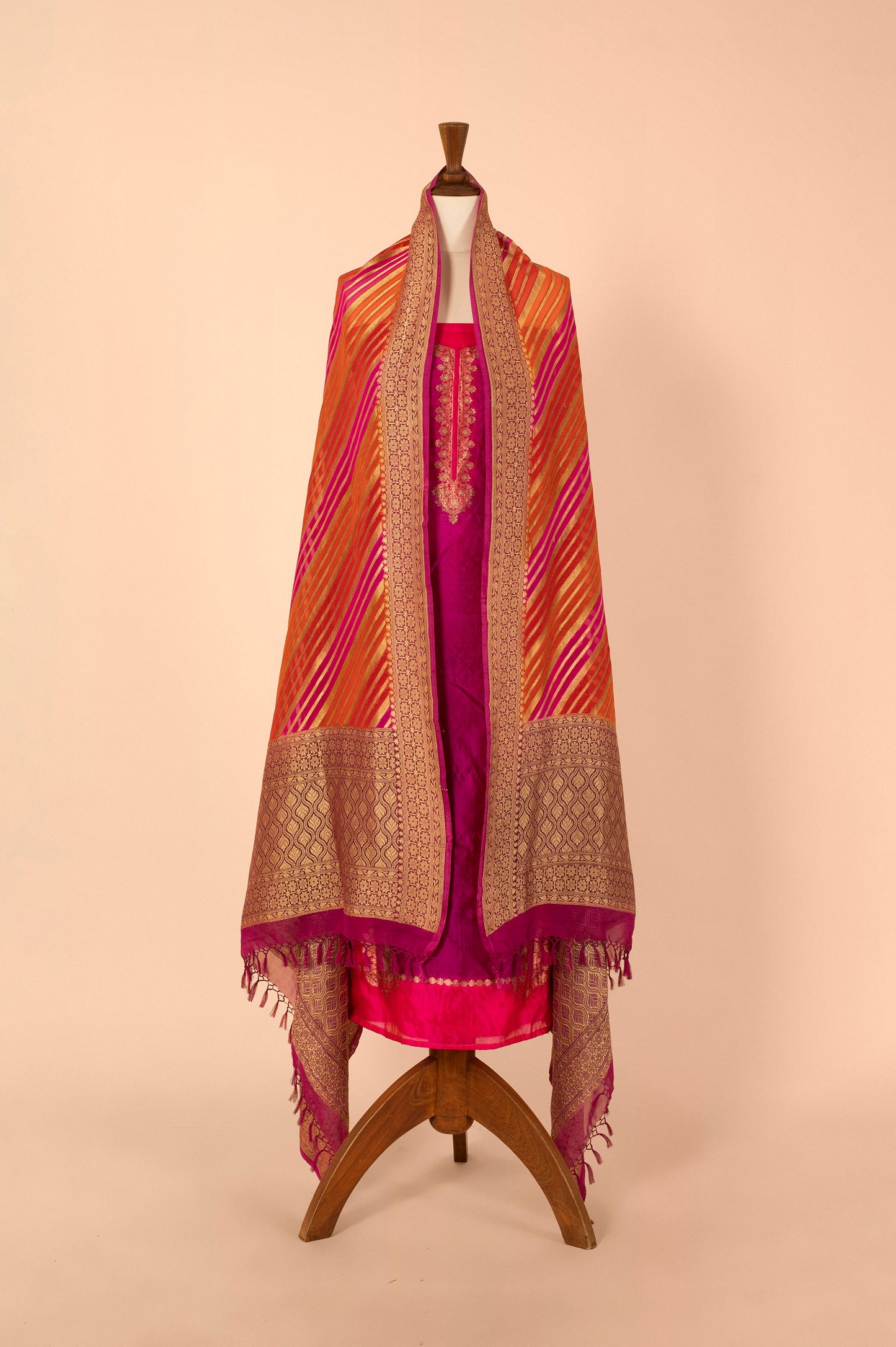 Handwoven Pink Silk Suit Piece