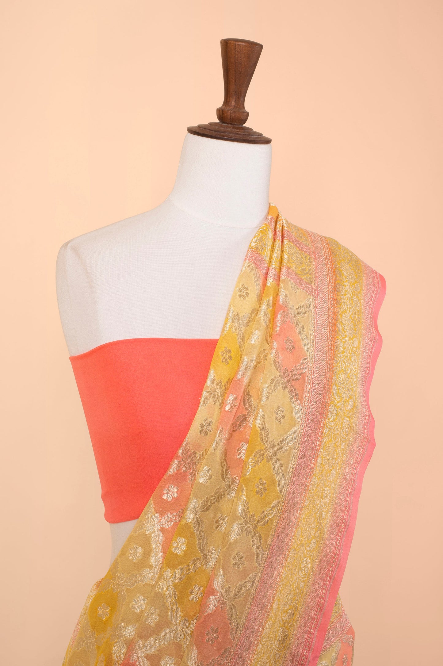 Handwoven Tuscany Yellow Georgette Sari