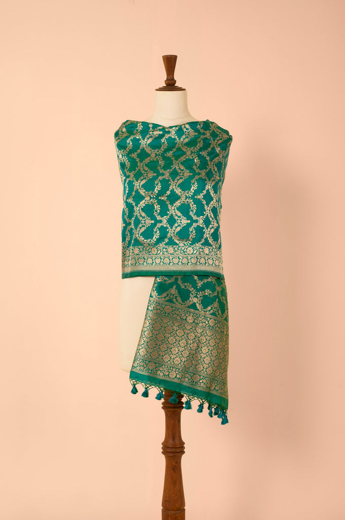 Handwoven Green Silk Dupatta