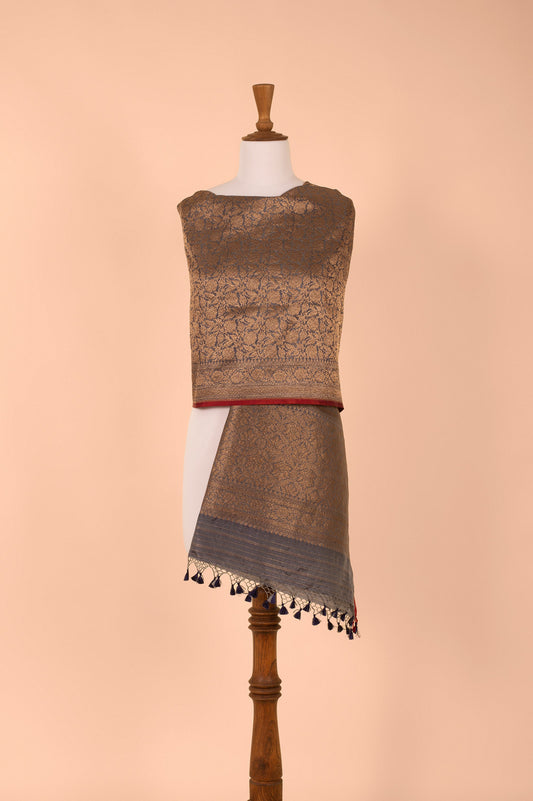 Handwoven Grey Silk Dupatta