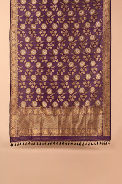 Handwoven Purple Silk Dupatta