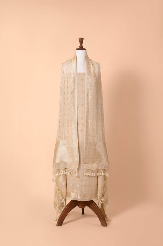 Handwoven Beige Georgette Suit Piece