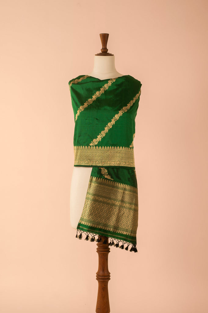 Handwoven Green Silk Dupatta