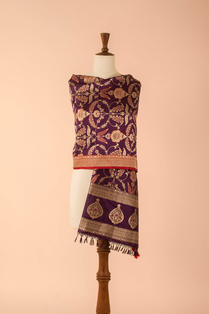 Handwoven Purple Silk Dupatta