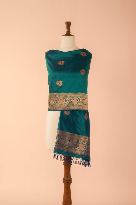 Handwoven Blue Silk Dupatta