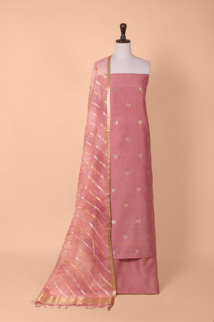 Handwoven Pink Chanderi Suit Piece