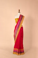 Handwoven Red Satin Silk Sari