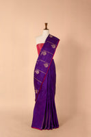 Handwoven Purple Satin Silk Sari