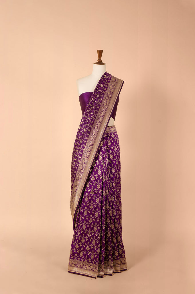 Handwoven Purple Silk Sari