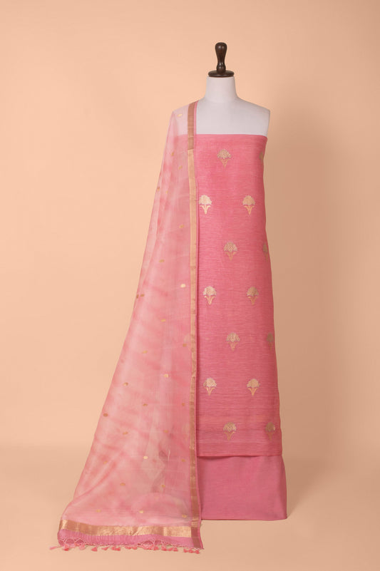 Handwoven Pink Linen Suit Piece