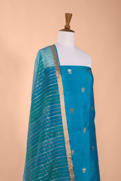 Handwoven Blue Silk Suit Piece