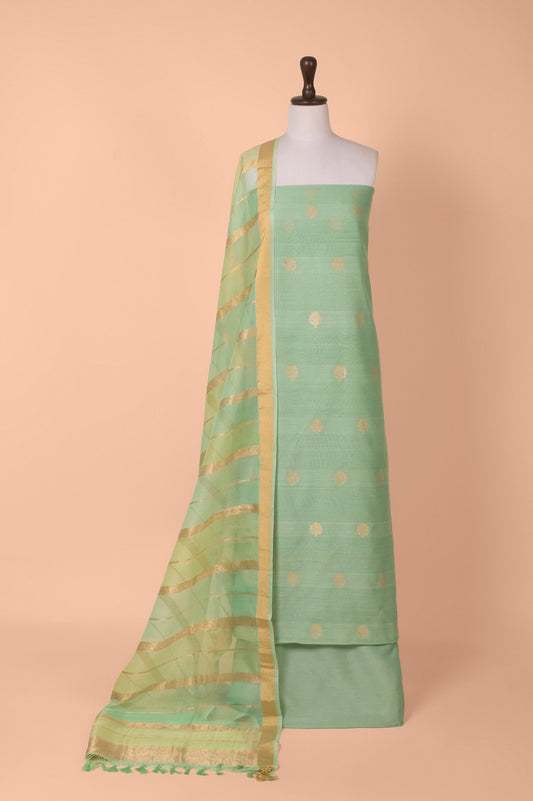 Handwoven Green Chanderi Suit Piece