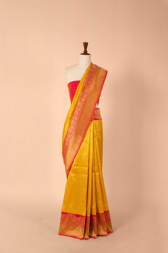 Handwoven Yellow Silk Sari