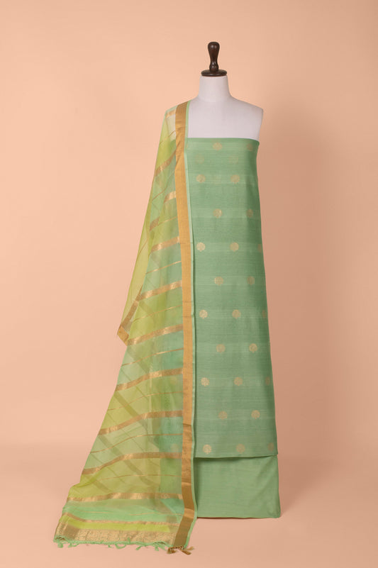 Handwoven Green Chanderi Suit Piece