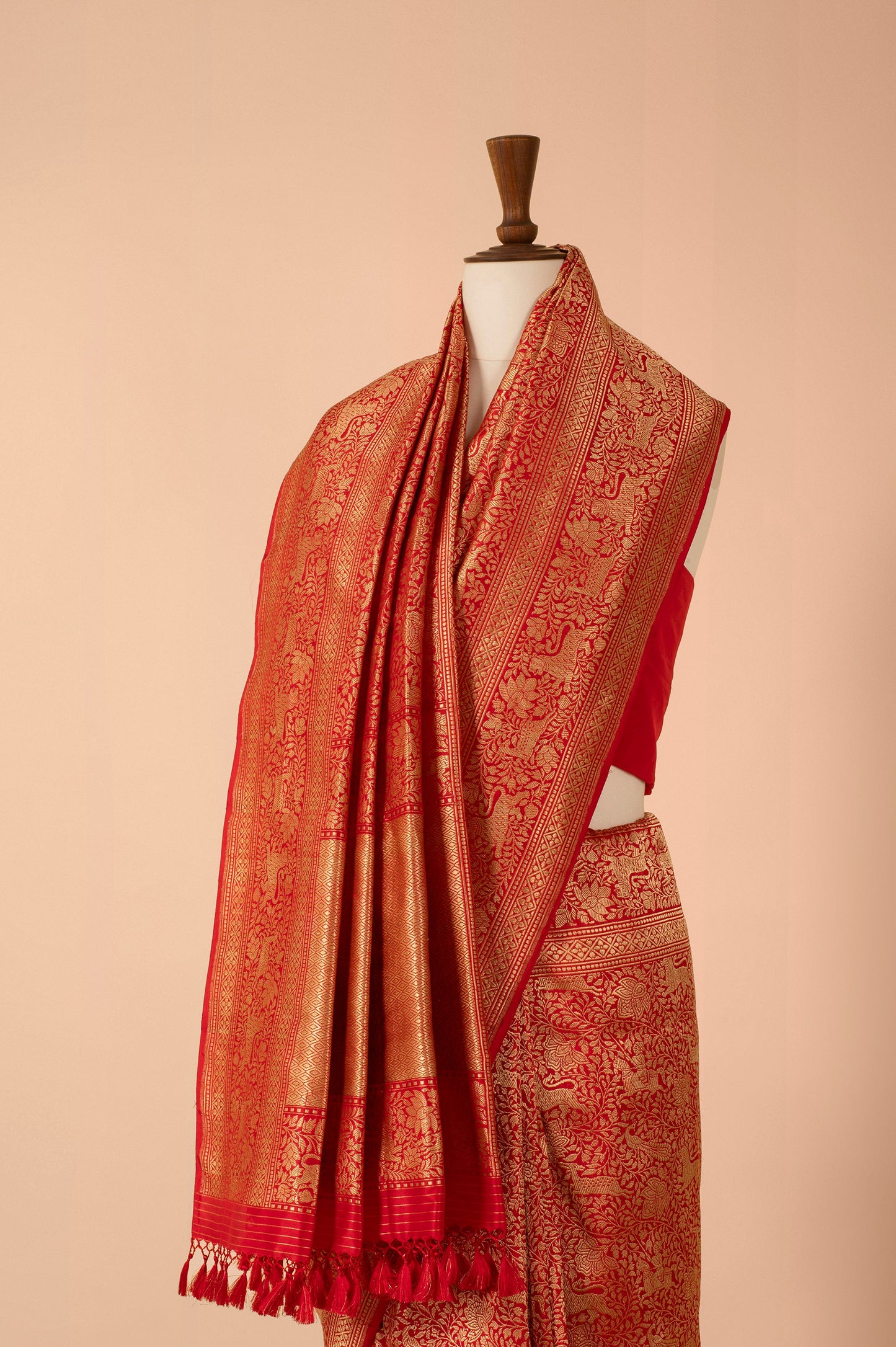 Handwoven Red Silk Sari