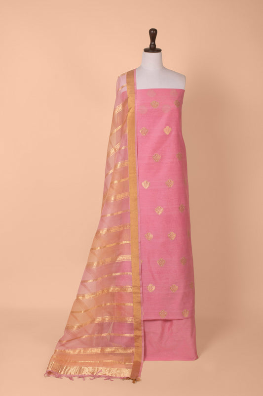 Handwoven Pink Chanderi Suit Piece