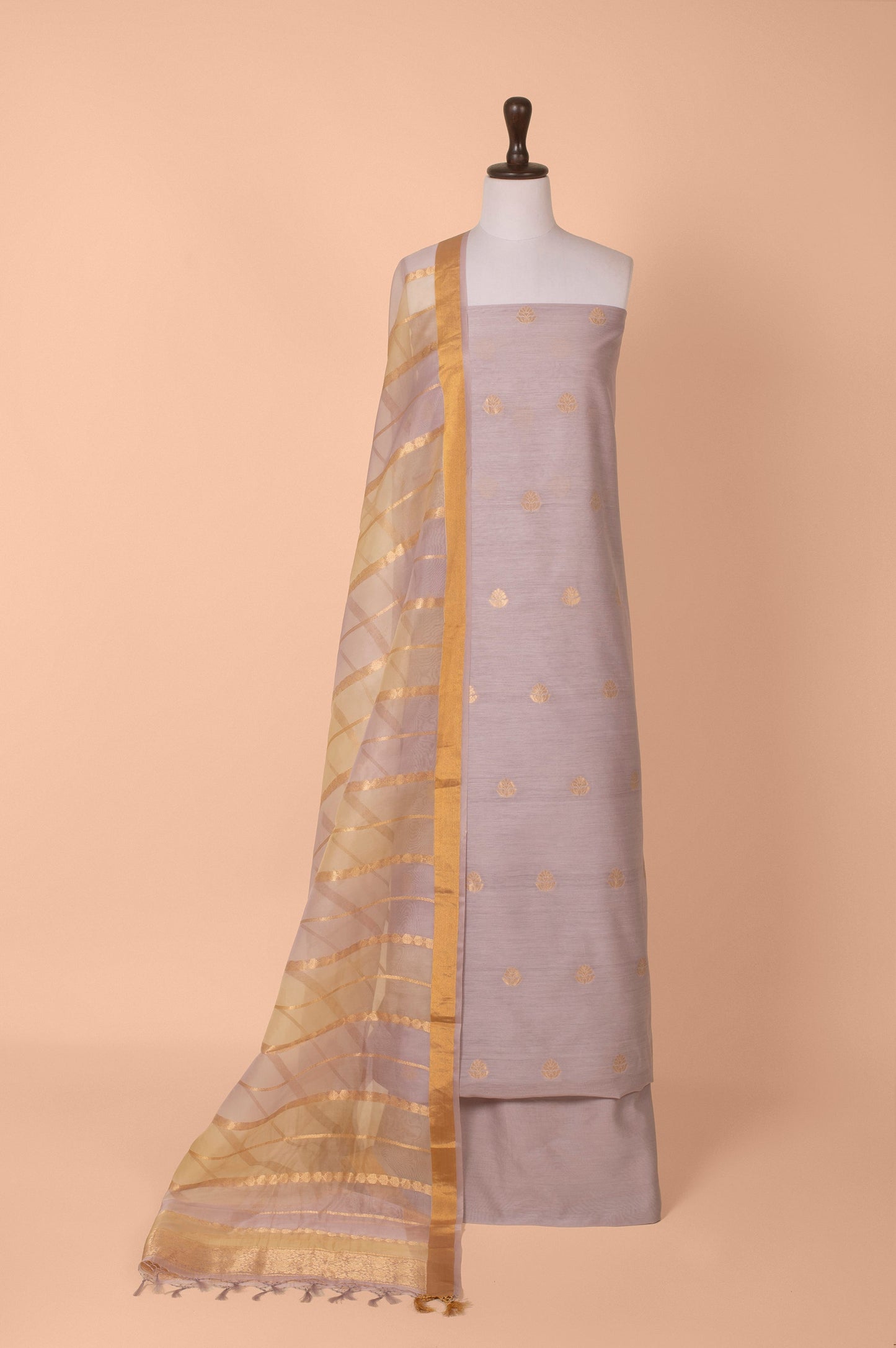 Handwoven Grey Chanderi Suit Piece