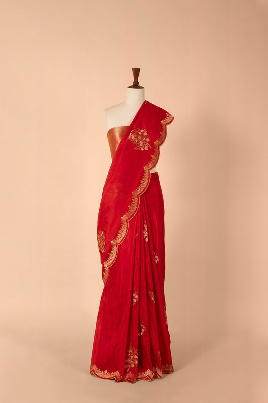 Handwoven Red Silk Sari