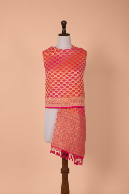 Handwoven Pink Georgette Dupatta