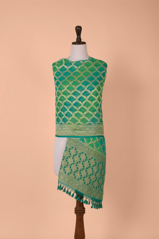 Handwoven Green Georgette Dupatta