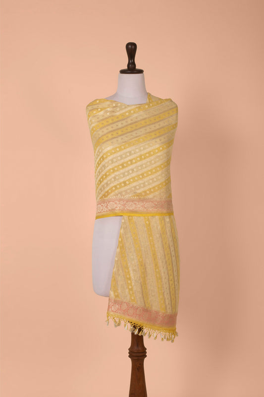 Handwoven Yellow Georgette Dupatta