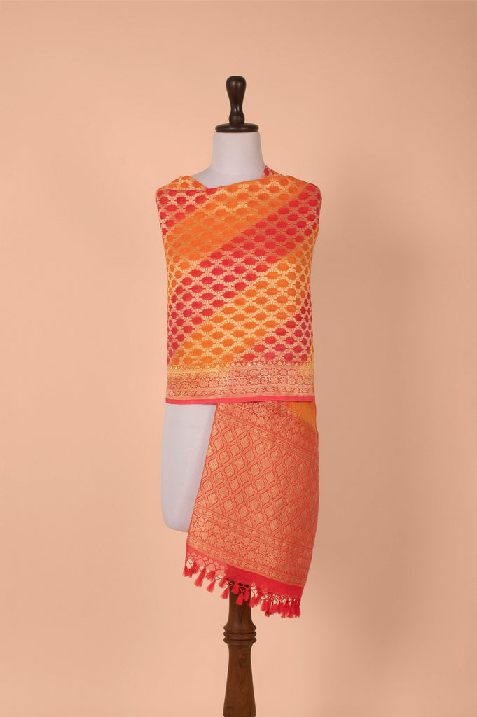 Handwoven Orange Georgette Dupatta