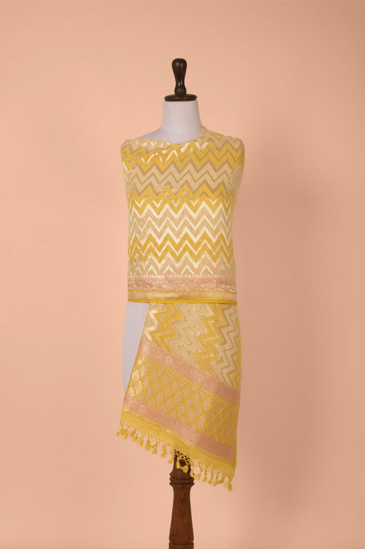 Handwoven Yellow Georgette Dupatta