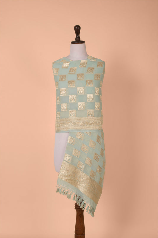 Handwoven Blue Georgette Dupatta