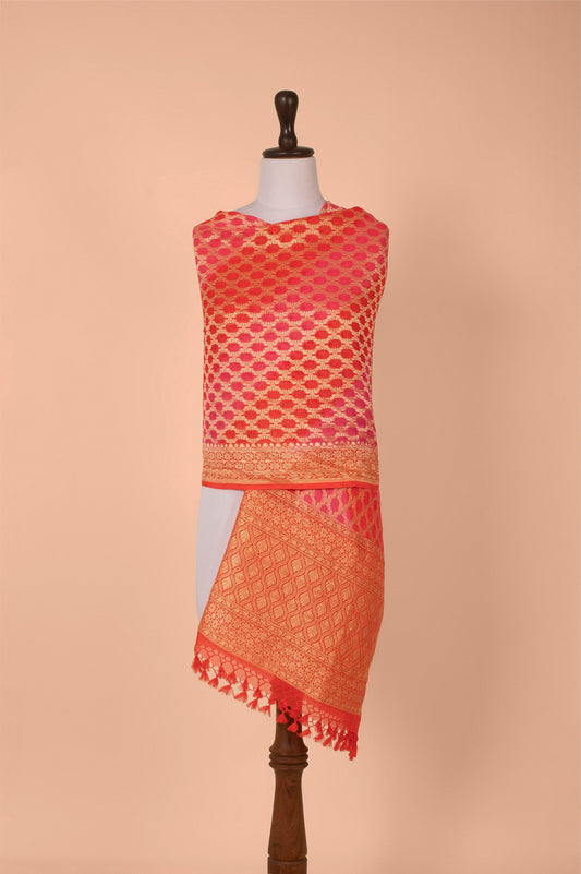 Handwoven Orange Georgette Dupatta