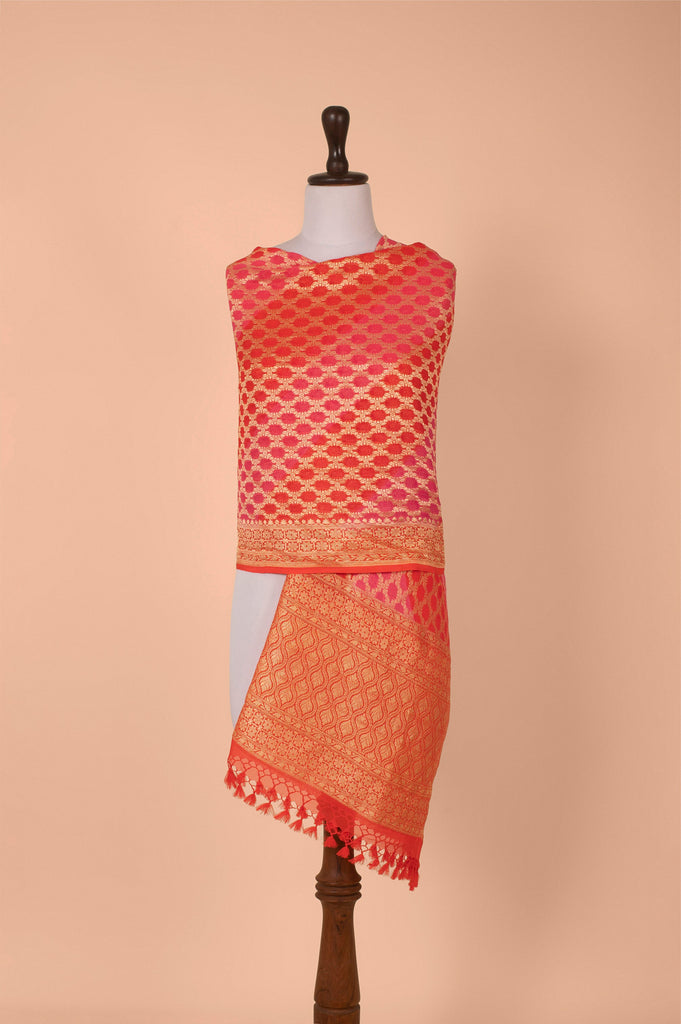 Handwoven Orange Georgette Dupatta