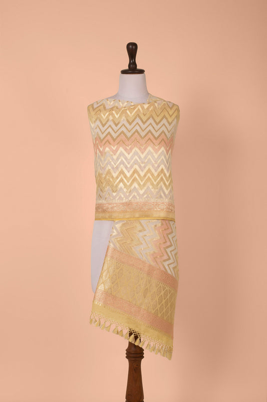 Handwoven Pink and Yellow Georgette Dupatta