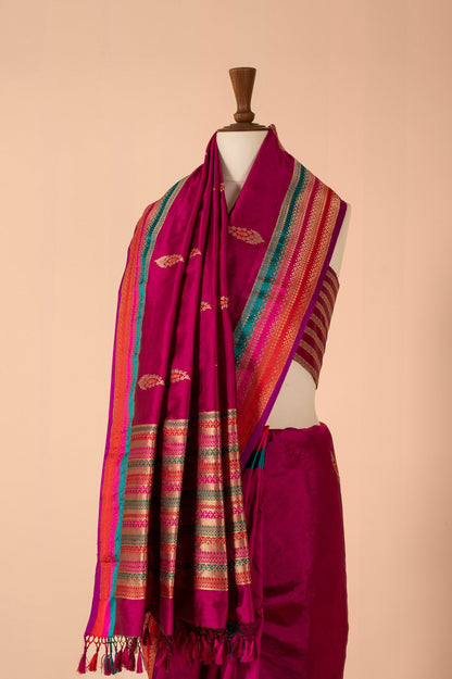 Handwoven Purple Silk Sari