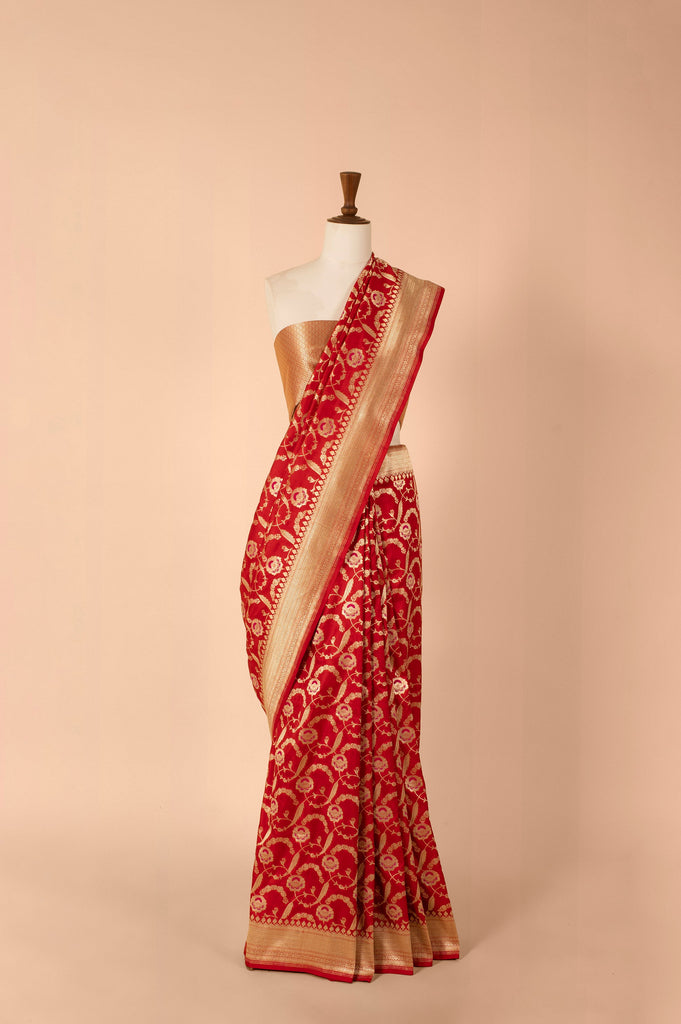 Handwoven Red Silk Sari