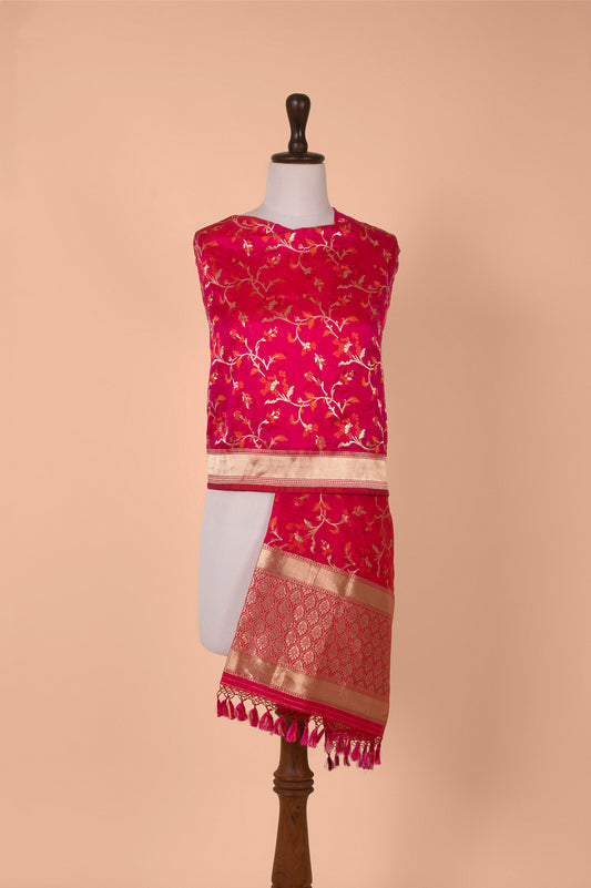 Handwoven Pink Silk Dupatta