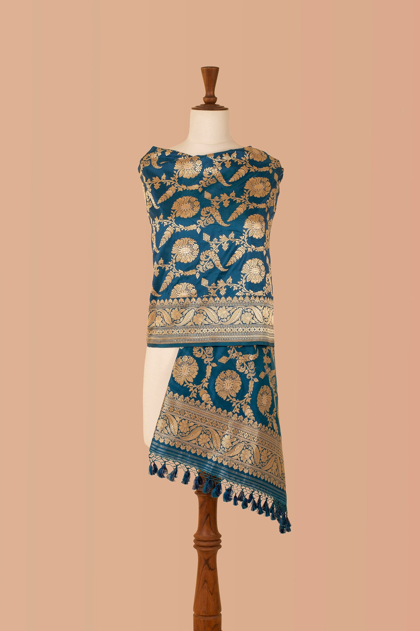 Handwoven Blue Silk Dupatta