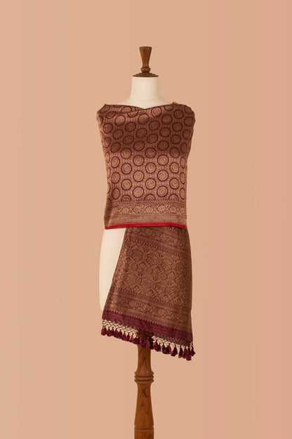 Handwoven Garnet Silk Dupatta