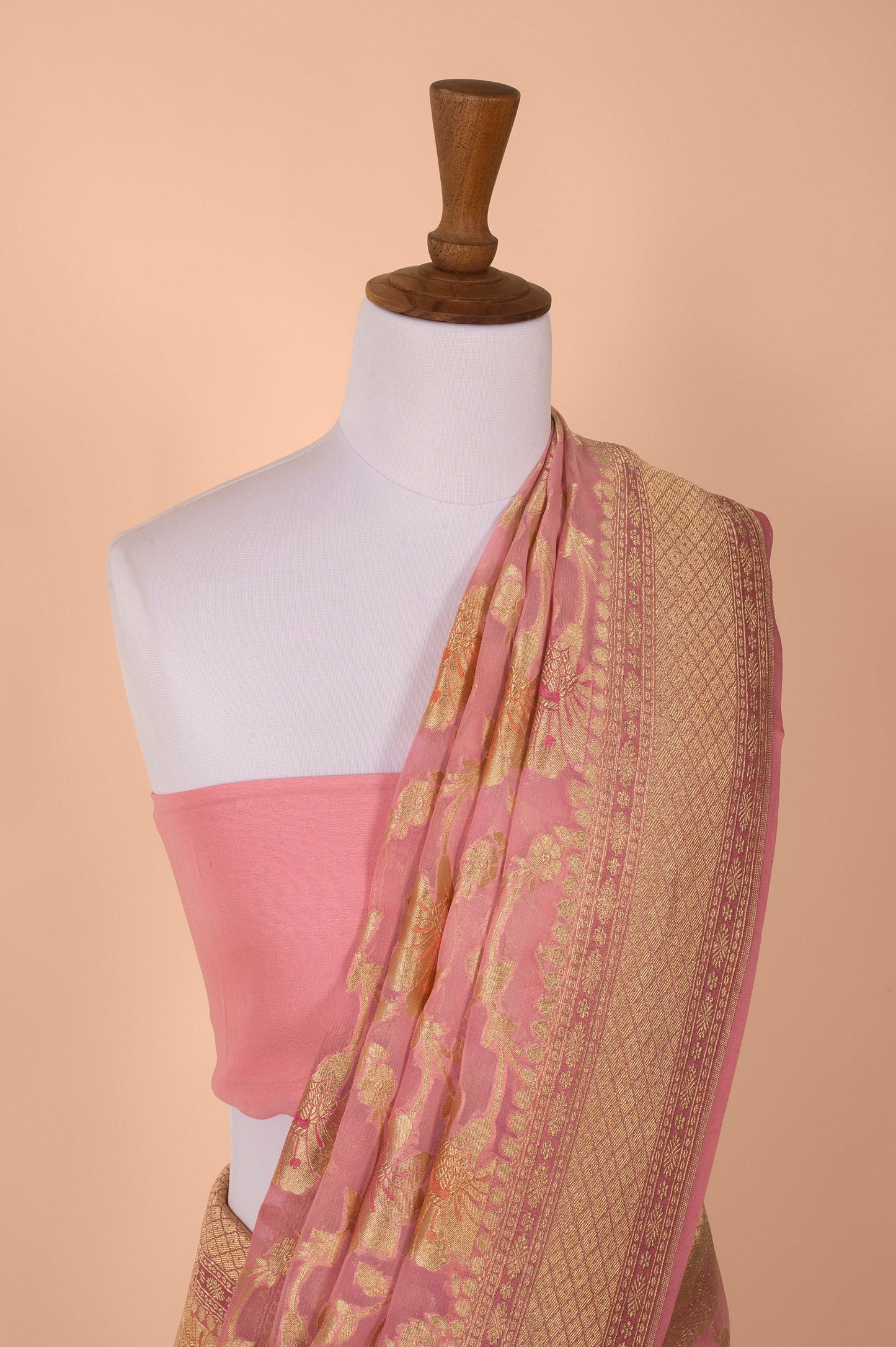 Handwoven Light PInk Georgette Sari