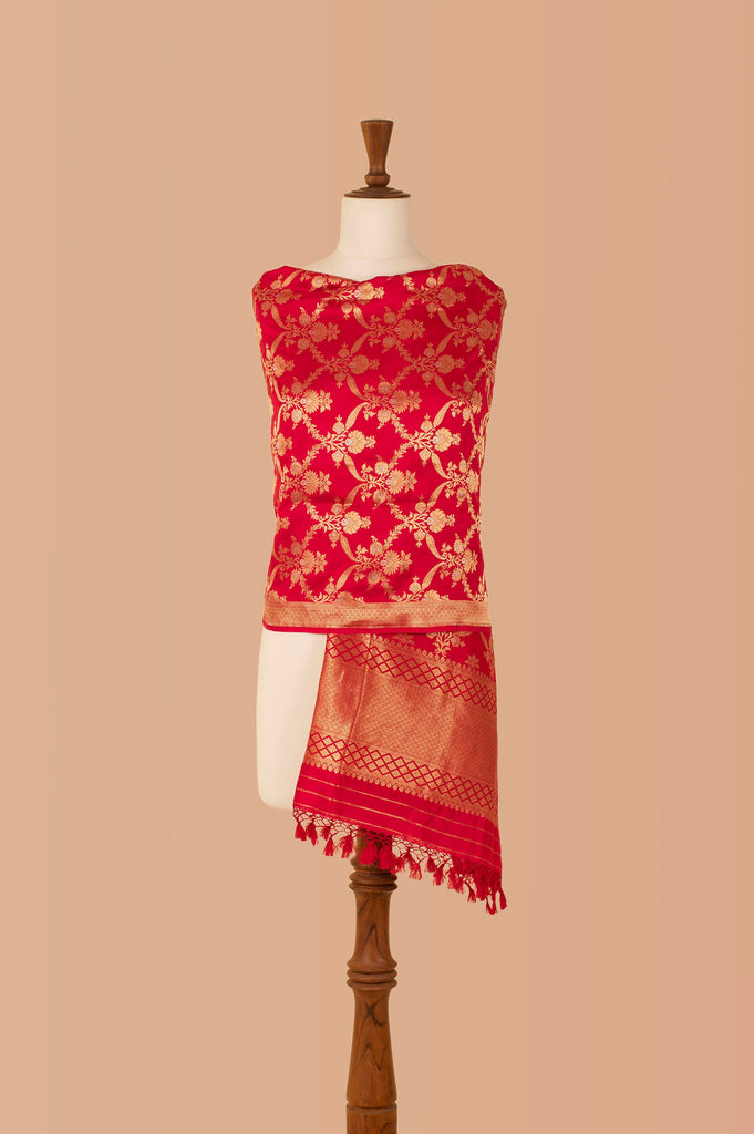 Handwoven Red Silk Dupatta
