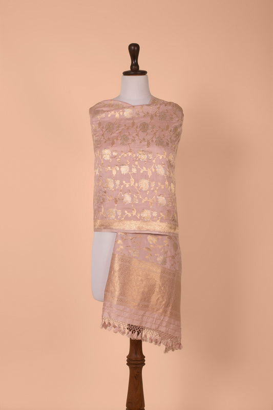 Handwoven Pink Silk Dupatta