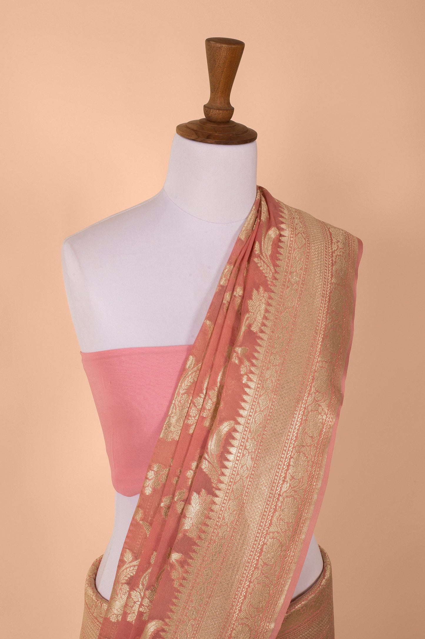 Handwoven Light Pink Georgette Sari