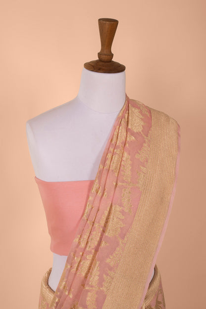 Handwoven Light Pink Georgette Sari