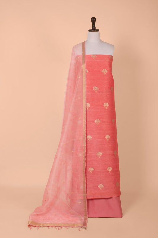 Handwoven Pink Chanderi Suit Piece