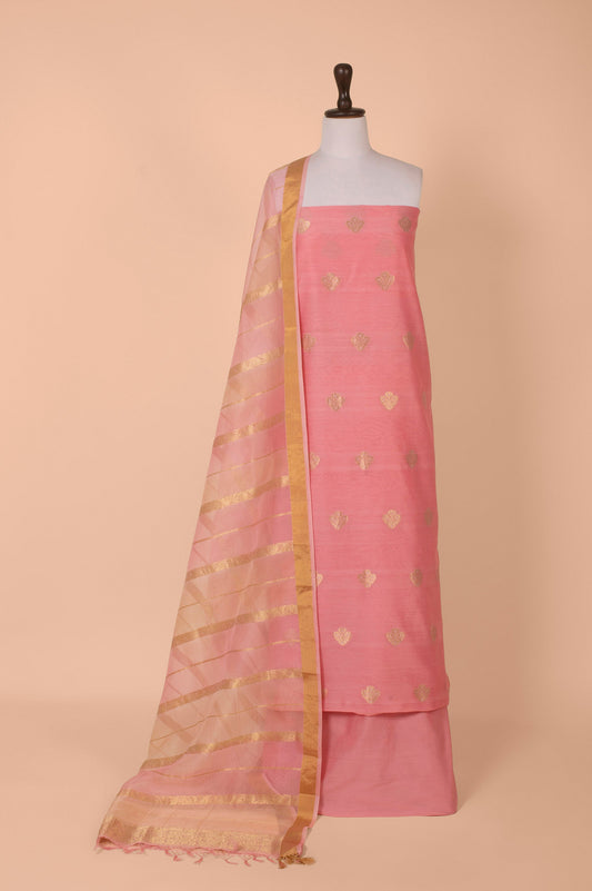 Handwoven Pink Chanderi Suit Piece